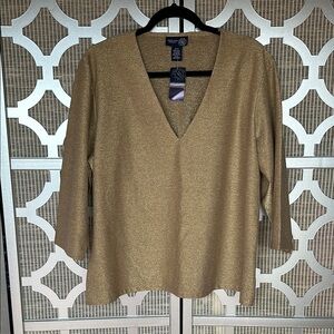 NWT Gold Relaxed Boxy 3/4 Sleeve Blouse